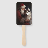 シベリアハスキーとサンタクロースフェスティバルクリスマス ハンドファン (裏面)
