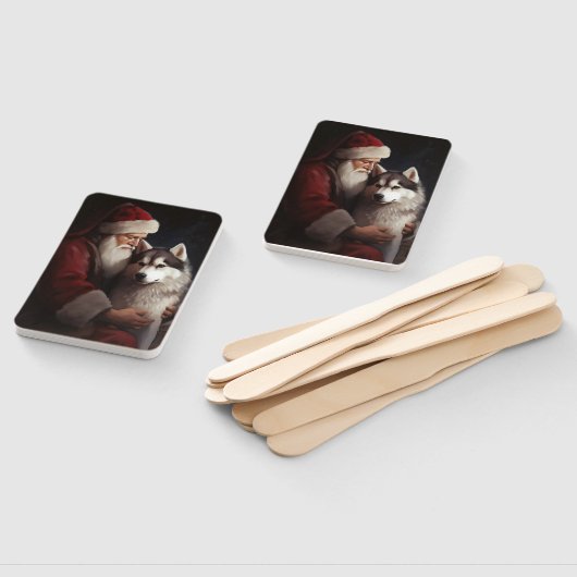 シベリアハスキーとサンタクロースフェスティバルクリスマス ハンドファン (組立なし)