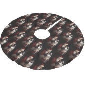 シベリアハスキーとサンタクロースフェスティバルクリスマス ブラッシュドポリエステルツリースカート (アングル)