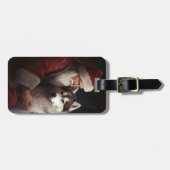 シベリアハスキーとサンタクロースフェスティバルクリスマス ラゲッジタグ (正面横)