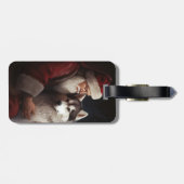 シベリアハスキーとサンタクロースフェスティバルクリスマス ラゲッジタグ (裏面横)