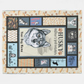 シベリアハスキーオーナーラバーキープサケおもしろいキルト フリースブランケット (正面(横))