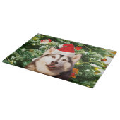 シベリアハスキークリスマスツリーオーナメント雪だるま カッティングボード (角)