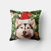 シベリアハスキークリスマスツリーオーナメント雪だるま クッション (裏面)