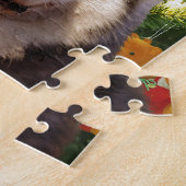 シベリアハスキークリスマスツリーオーナメント雪だるま ジグソーパズル (側面)