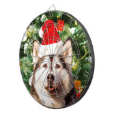 シベリアハスキークリスマスツリーオーナメント雪だるま ダーツボード (正面右)
