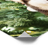 シベリアハスキークリスマスツリーオーナメント雪だるま ポスター (角)