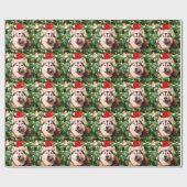 シベリアハスキークリスマスツリーオーナメント雪だるま ラッピングペーパー (フラット)