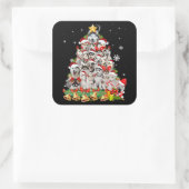 シベリアハスキークリスマスツリーライツおもしろい犬 スクエアシール (バッグ)
