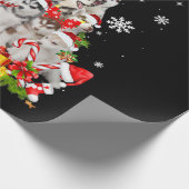 シベリアハスキークリスマスツリーライツおもしろい犬 ラッピングペーパー (角)