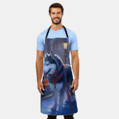 シベリアハスキークリスマスフェスティバルシーズン エプロン (着用した状態)