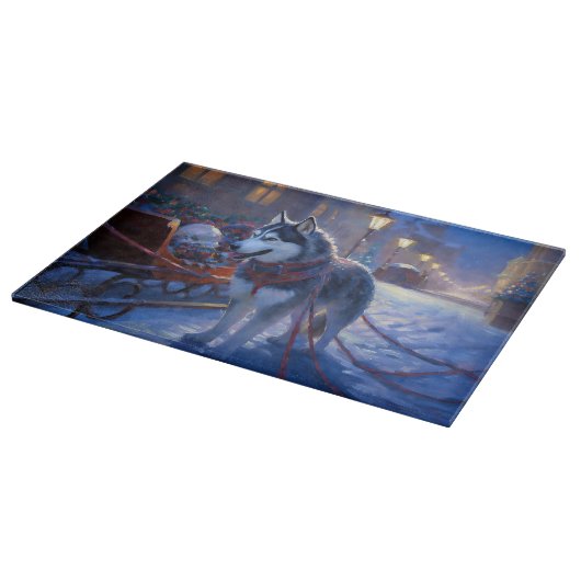 シベリアハスキークリスマスフェスティバルシーズン カッティングボード (角)