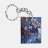 シベリアハスキークリスマスフェスティバルシーズン キーホルダー (正面左)