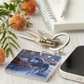 シベリアハスキークリスマスフェスティバルシーズン キーホルダー (正面右)