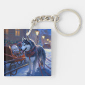 シベリアハスキークリスマスフェスティバルシーズン キーホルダー (裏面)