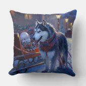 シベリアハスキークリスマスフェスティバルシーズン クッション (正面)