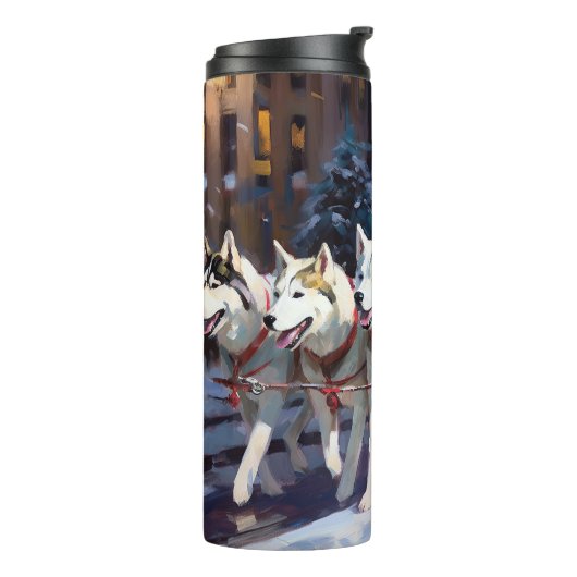 シベリアハスキークリスマスフェスティバルシーズン タンブラー (回転左)