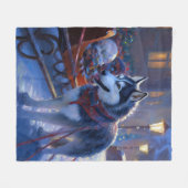 シベリアハスキークリスマスフェスティバルシーズン フリースブランケット (正面(横))