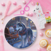 シベリアハスキークリスマスフェスティバルシーズン ペーパープレート (パーティー)