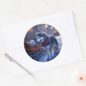 シベリアハスキークリスマスフェスティバルシーズン ラウンドシール (封筒)