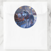 シベリアハスキークリスマスフェスティバルシーズン ラウンドシール (バッグ)