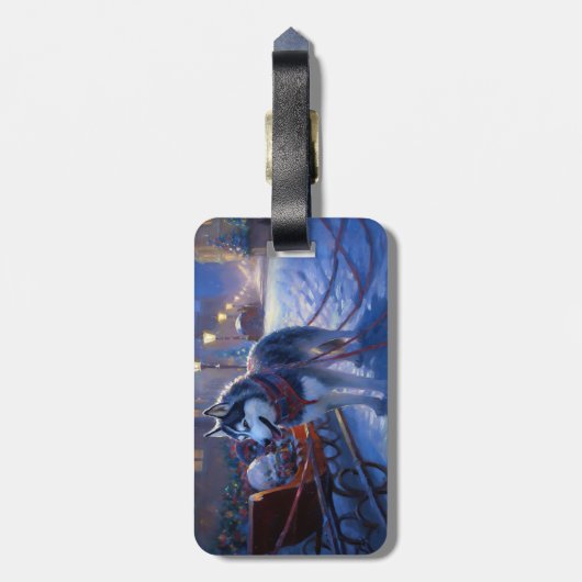 シベリアハスキークリスマスフェスティバルシーズン ラゲッジタグ (裏面縦)