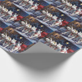 シベリアハスキークリスマスフェスティバルシーズン ラッピングペーパー (角)