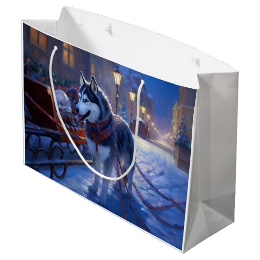 シベリアハスキークリスマスフェスティバルシーズン ラージペーパーバッグ (裏面アングル)