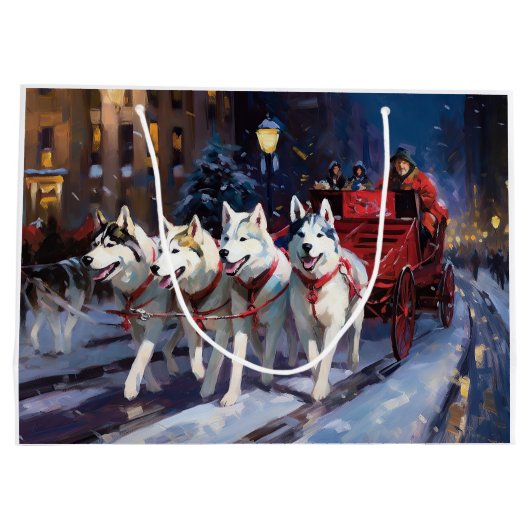 シベリアハスキークリスマスフェスティバルシーズン ラージペーパーバッグ (裏面)