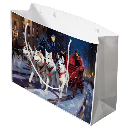 シベリアハスキークリスマスフェスティバルシーズン ラージペーパーバッグ (裏面アングル)
