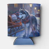 シベリアハスキークリスマスフェスティバルシーズン 缶クーラー (正面)
