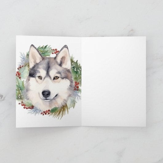シベリアハスキークリスマスリースフェスティバルカップ カード (内部)