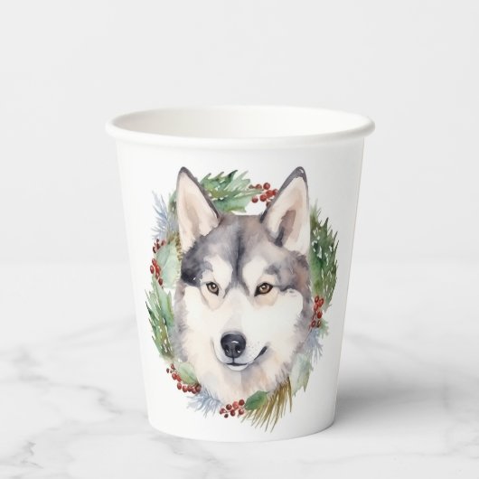シベリアハスキークリスマスリースフェスティバルカップ 紙コップ (裏面)