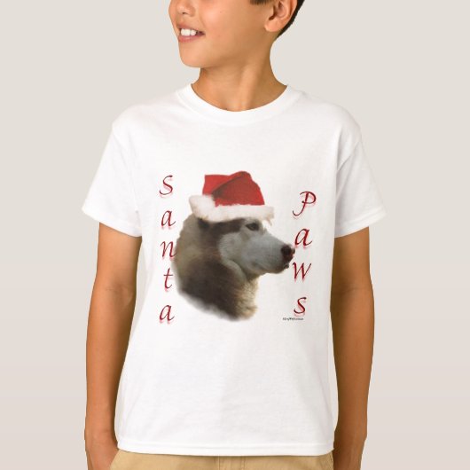 シベリアハスキーサンタポーズ Tシャツ (正面)