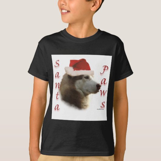 シベリアハスキーサンタポーズ Tシャツ (正面)