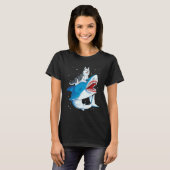 シベリアハスキーシャークジャオソムドッグ宇宙 Tシャツ (正面フル)