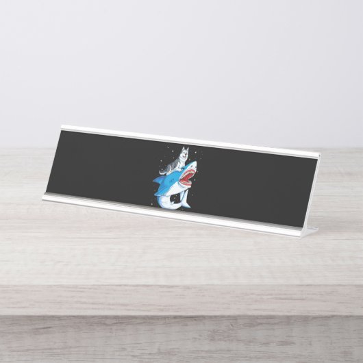 シベリアハスキーシャークジャオソームドッグラバーギフト宇宙 デスクネームプレート (正面)