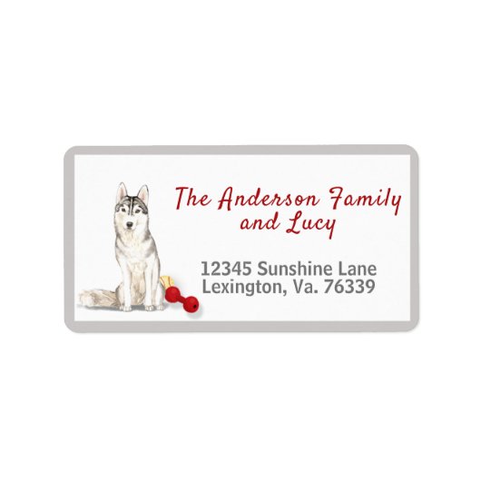 シベリアハスキートイズファミリー差出人住所 ラベル (正面)