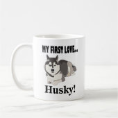 シベリアハスキードッグアートシベリアハスキー コーヒーマグカップ (左)