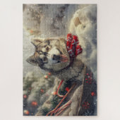 シベリアハスキードッグクリスマスフェスティバル ジグソーパズル (縦)