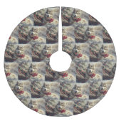 シベリアハスキードッグクリスマスフェスティバル ブラッシュドポリエステルツリースカート (正面)