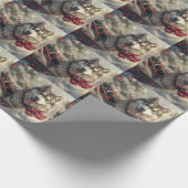 シベリアハスキードッグクリスマスフェスティバル ラッピングペーパー (角)