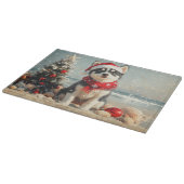 シベリアハスキードッグクリスマスヴィンテージビーチ カッティングボード (角)