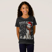 シベリアハスキードッグサンタハットクリスマス醜いクリスマス Tシャツ (正面フル)