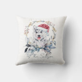 シベリアハスキードッグサンタハットリースホリデイ クッション (裏面)