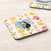 シベリアハスキードッグハートポーズプリント コースター (左側)