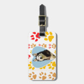 シベリアハスキードッグハートポーズプリント ラゲッジタグ (正面縦)