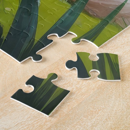 シベリアハスキードッグ絵を描春の花 ジグソーパズル (側面)