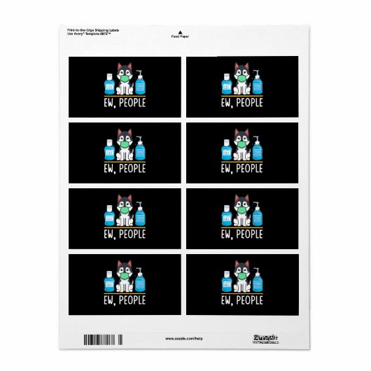 シベリアハスキードッグ顔マスクハンドサニタイザおもしろい ラベル (フルシート)