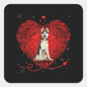 シベリアハスキーハートラブ |バおもしろいレンタギフト スクエアシール (正面)
